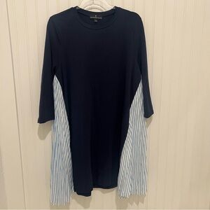 Pomander Place Devon Navy Dress with Striped Panels